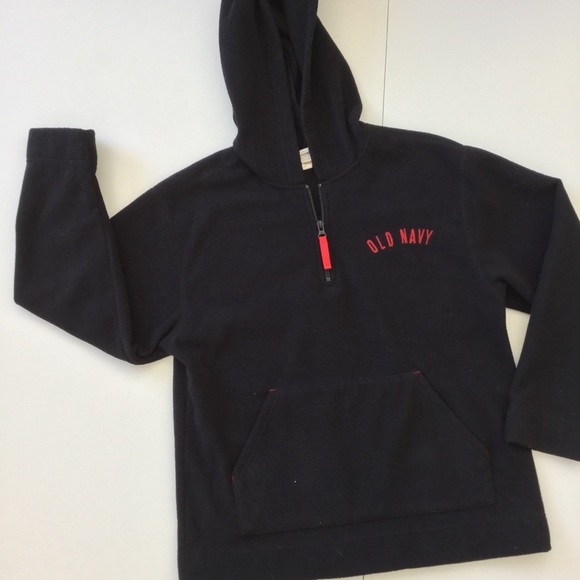 Old Navy Other - Youth Quarter Zip Fleece Hoodie Black and Red Unisex Youth Sz 10